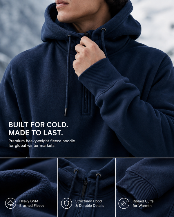 Heavy GSM Cotton Fleece Hoodies for Global Cold-Weather Markets