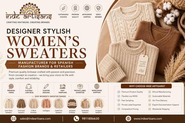 Designer Stylish Women's Sweaters for Spanish Fashion Brands Indeartisans