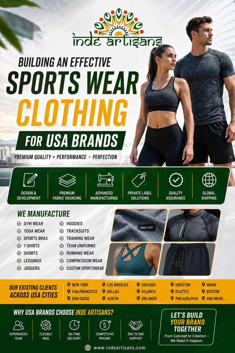 Building an effective sports wear clothing for USA brands with full detailing Indeartisans