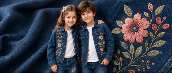 Embroidered Denim Clothing for Kids Indeartisans